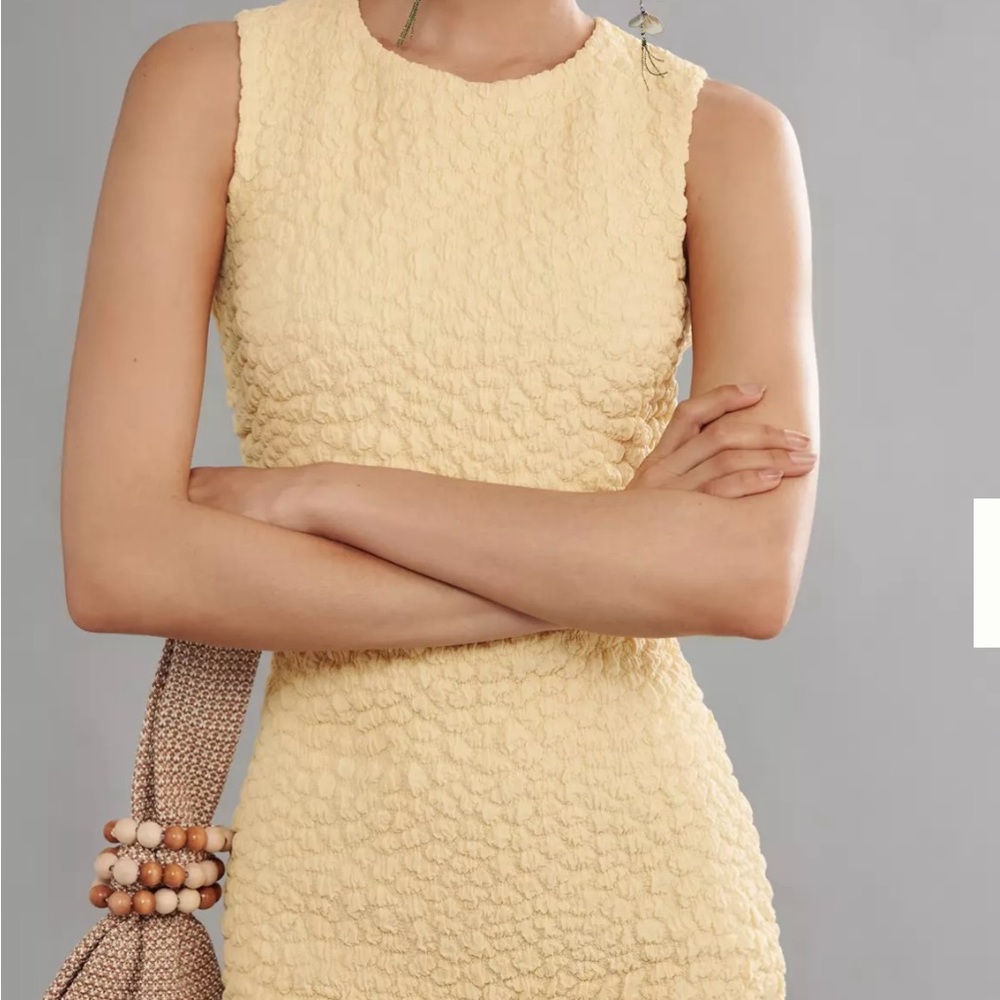 Anthropologie Yellow Sheath Mini Dress Mock Neck Sleeveless